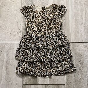 Crazy 8 Leopard Print Tiered Ruffle Dress - Cream, Black, Brown